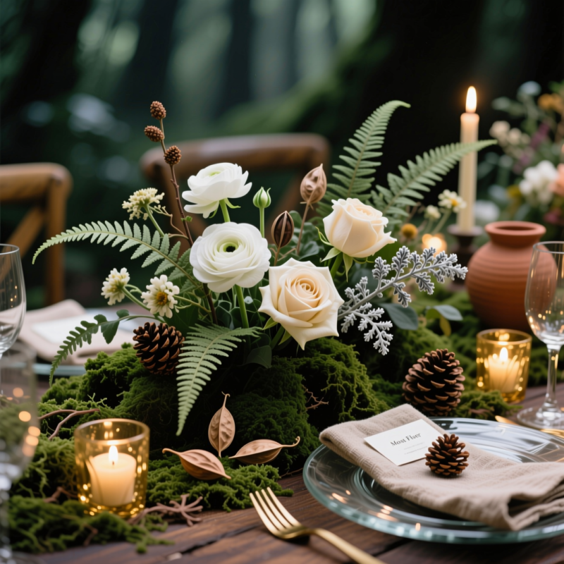 1. Moss-Forward “Forest Floor” Centerpieces