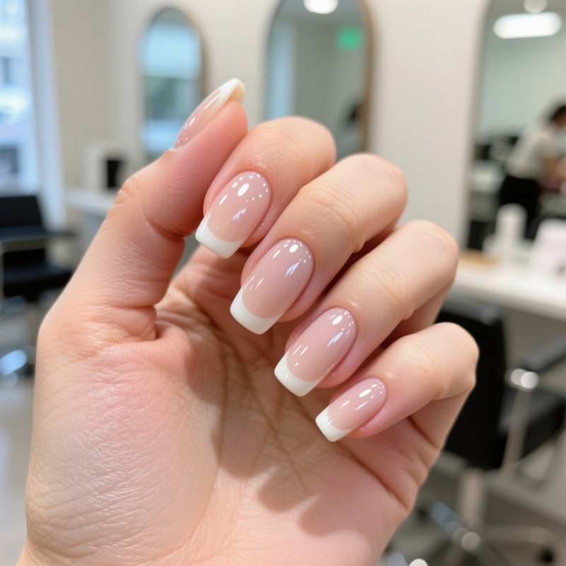 Idea 1: Milky sheer nude (high-shine, no art)