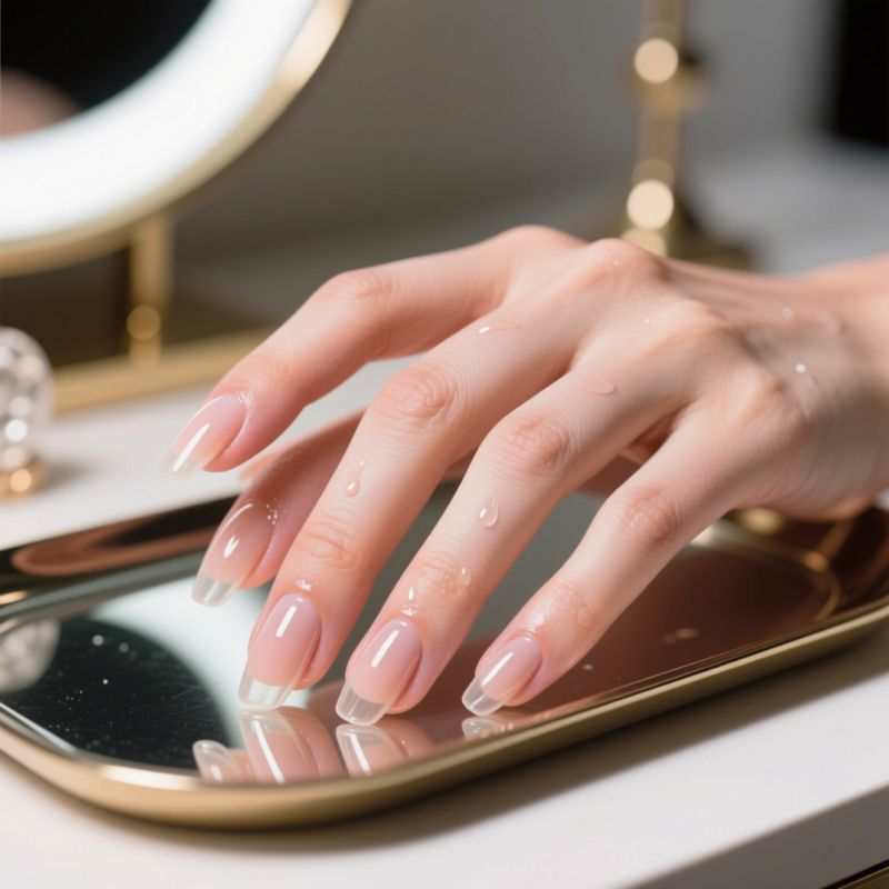 Idea 3: Subtle micro French tip in nude/cream