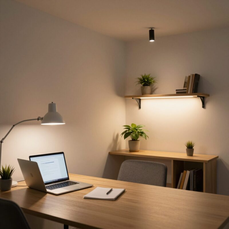 14 fun office decor ideas for work spaces 2 2. Layer lighting: task + accent + mood (yes, all three)