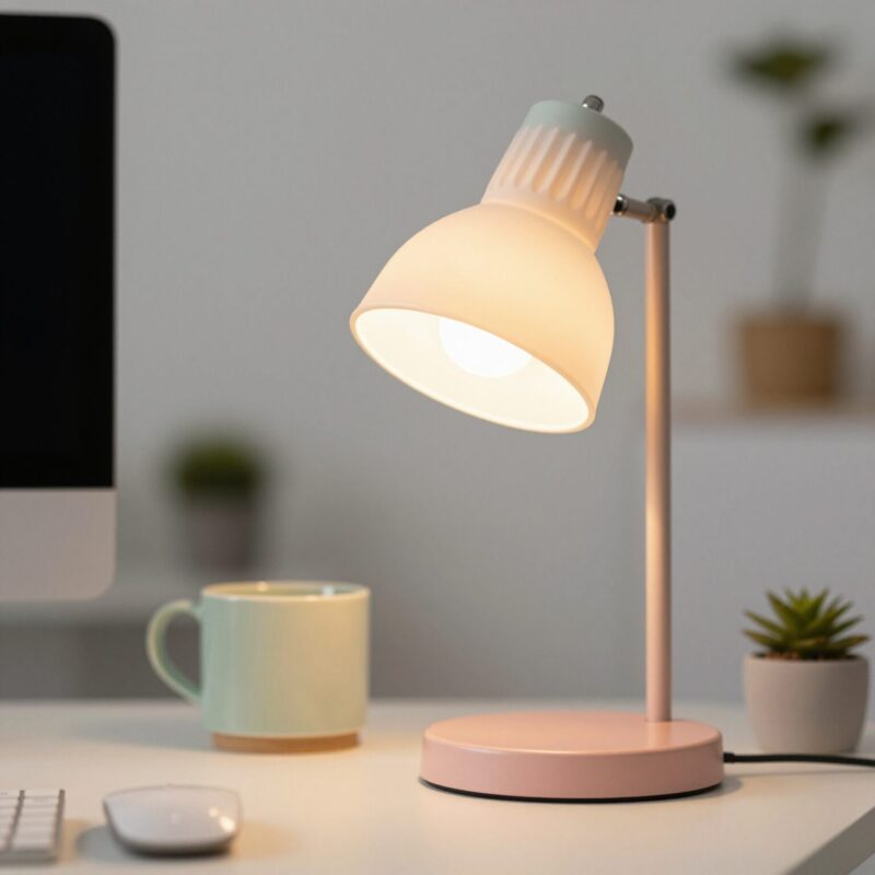14 fun office decor ideas for work spaces 1 1. Add color-pop desk lamps with softer light