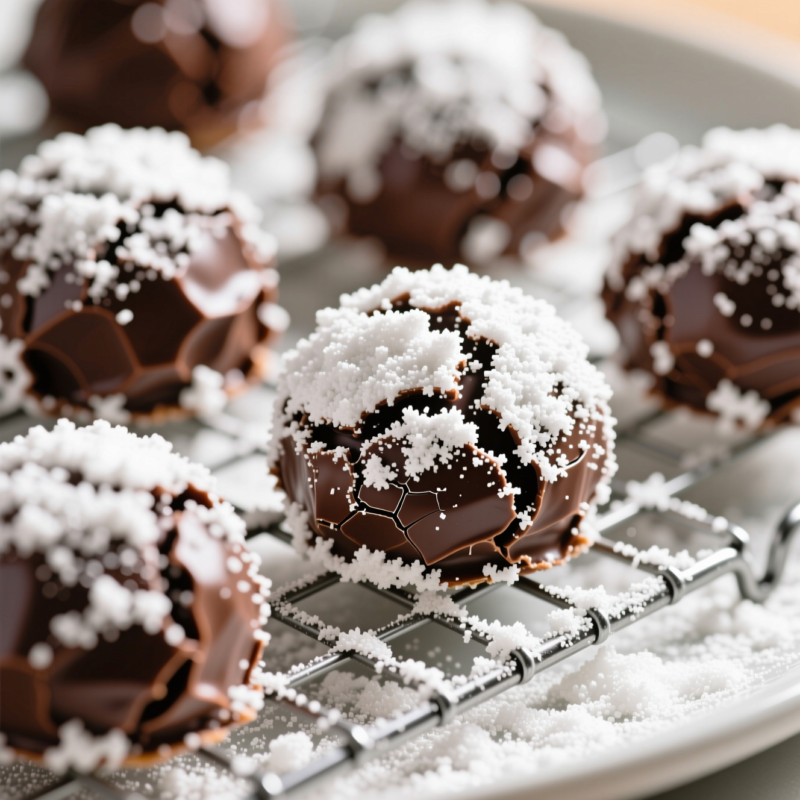 Step 8: Coat thoroughly in confectioners’ sugar (the crinkle moment)