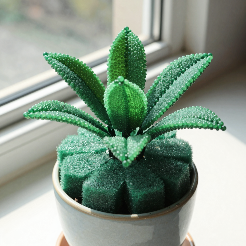 Step 5 (Method 1): Insert Beaded Leaves into Floral Foam (Pot Planter)