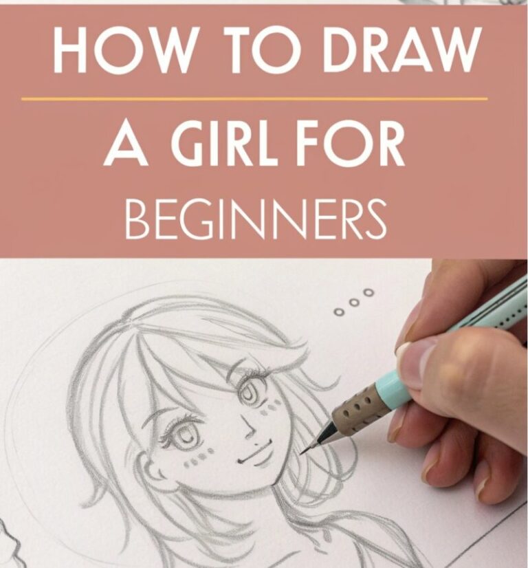 How to Draw a Girl Easy Step by Step 6 collage image showing pencil sketch of how to draw3
