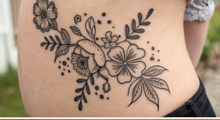 10 Creative Henna Flower Stomach Design ideas 1 showing henna stomach flower d1