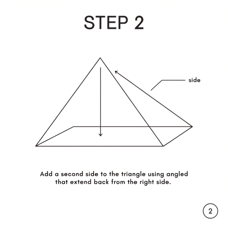 step 2 pyramid drawing guide add a second side to