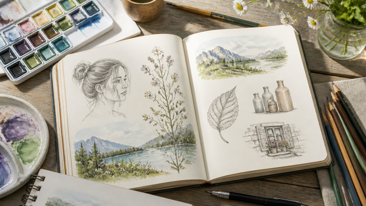 11 Aesthetic Sketchbook Ideas to Refresh Your Daily Art Practice 2 11 Aesthetic Sketchbook Art Ideas for Your Next Creative Session