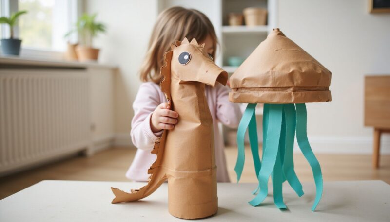 14 Fun Ocean Animal Crafts Your Little Explorers Will Love 5 4. Paper Roll Puppets