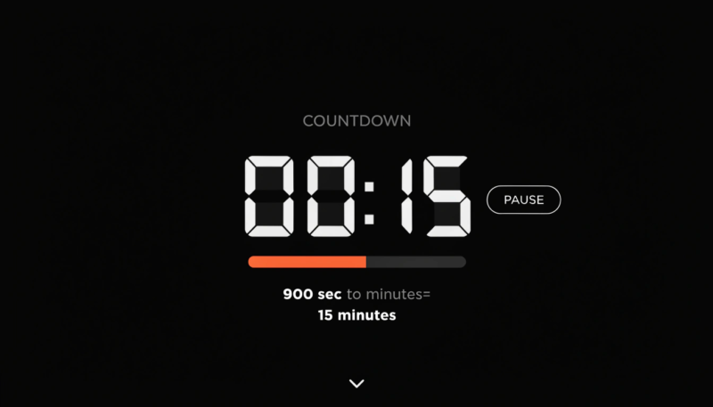 a simple digital timer display showing 900 sec to