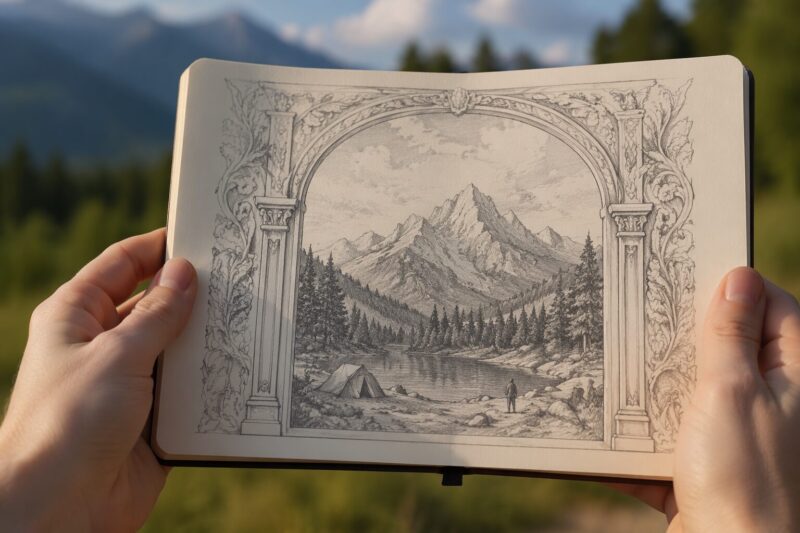 11 Aesthetic Sketchbook Ideas to Refresh Your Daily Art Practice 6 4. Dream Destination Bucket Lists