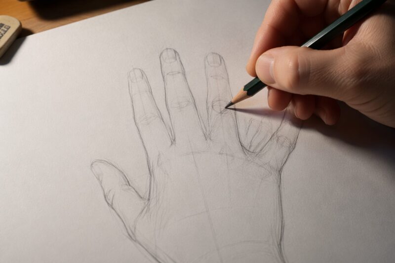 How to Draw Anime Hands: A Simple Step-by-Step Tutorial for Beginners 5 Step 3: Outlining and Refinement