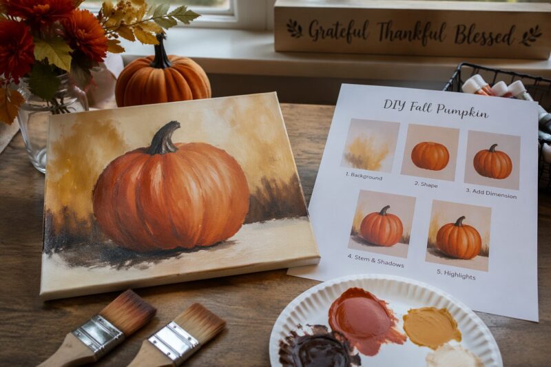 11 Genius DIY Fall Canvas Painting Ideas for Beginners That Actually Work 3 1. The Single Pumpkin on Mini Canvas — Confidence in One Element