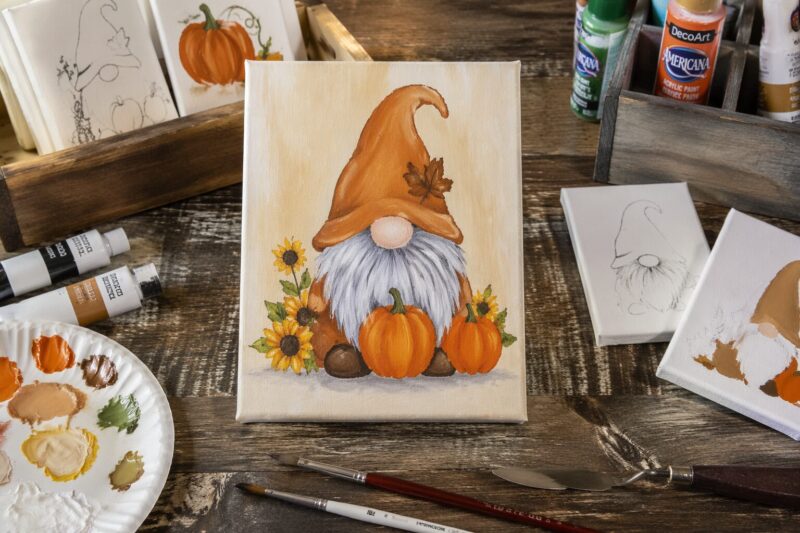 11 Genius DIY Fall Canvas Painting Ideas for Beginners That Actually Work 4 2. Harvest Gnome — Simple Shapes With a Big Seasonal Personality