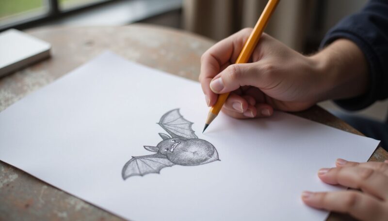 How to Draw Bats for Halloween Art Step by Step 3 Step 1: Draw the Basic Head Circle
