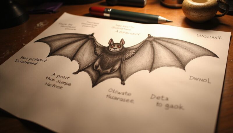How to Draw Bats for Halloween Art Step by Step 9 Step 7: Add Wing Structure and Bone Details