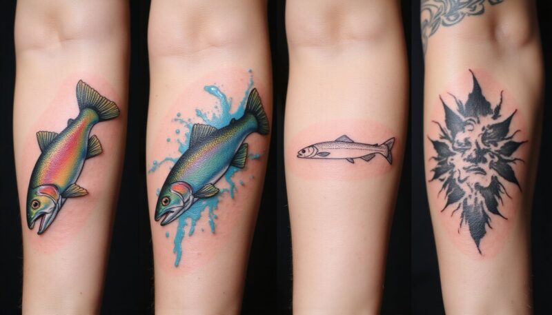 3. Minimalist Line-Work Trout Outline