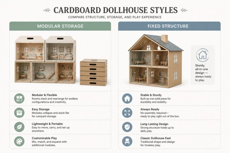 Comparison of Cardboard Dollhouse Styles
