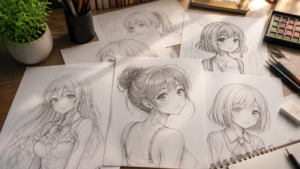 11 Gorgeous Anime Female Sketch References for Artists