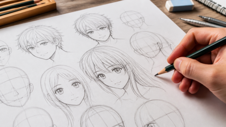 How to Draw Manga Faces Correctly: Simple Step-by-Step Techniques 1 The Simple Way to Draw Manga Faces: Step-by-Step Art Reference