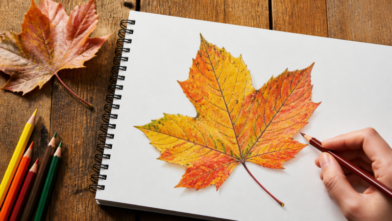 fall leaf drawing