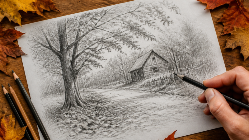 fall art drawing