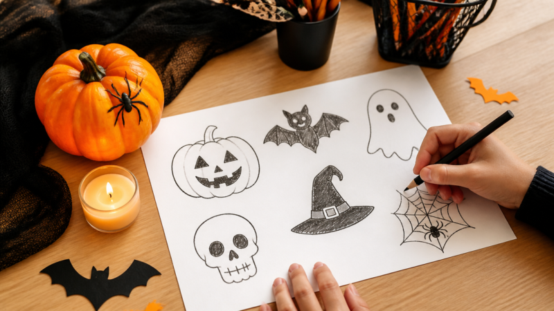 13 Simple Easy Halloween Drawings for Beginners Easy Halloween Drawings
