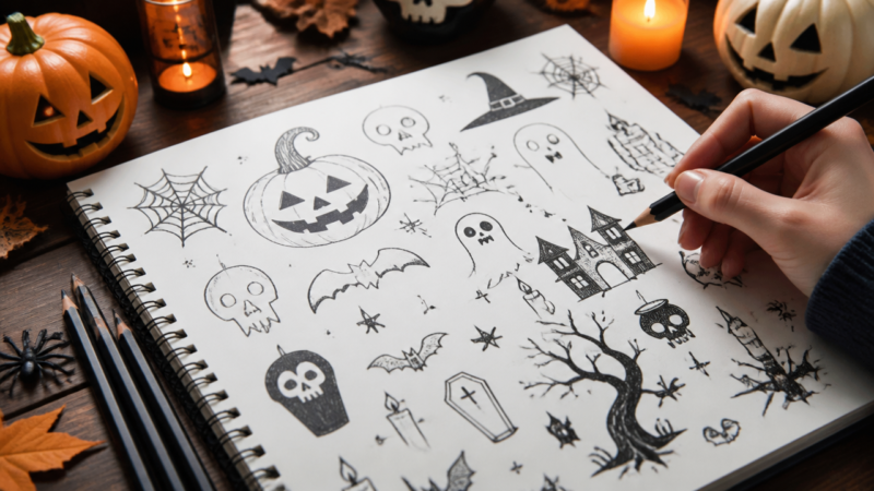 12 Amazing Spooky Halloween Doodles You Will Wish You Knew Spooky Halloween Doodles to Sketch