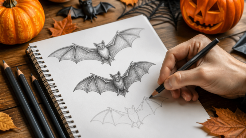 Bat Drawing Tutorials for Halloween Art