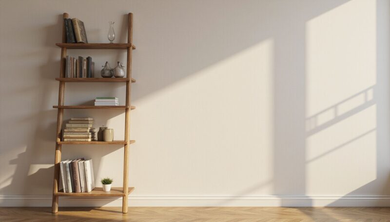 6. Modern Ladder-Style Bookshelves