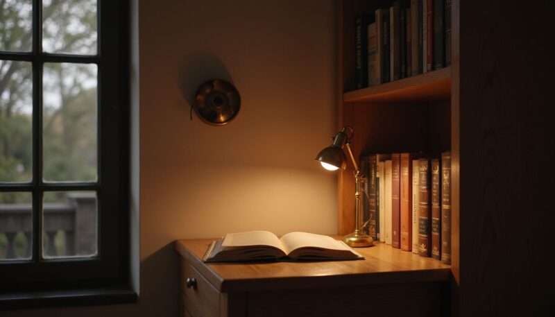 10 Clever Little Library Designs for Tiny Spaces 9 7. Stunning Layered Lighting Strategy