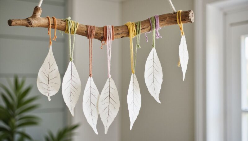11 Amazing Leaf Rubbing Art Ideas for Beginners 9 7. Simple Leaf Mobile Assembly