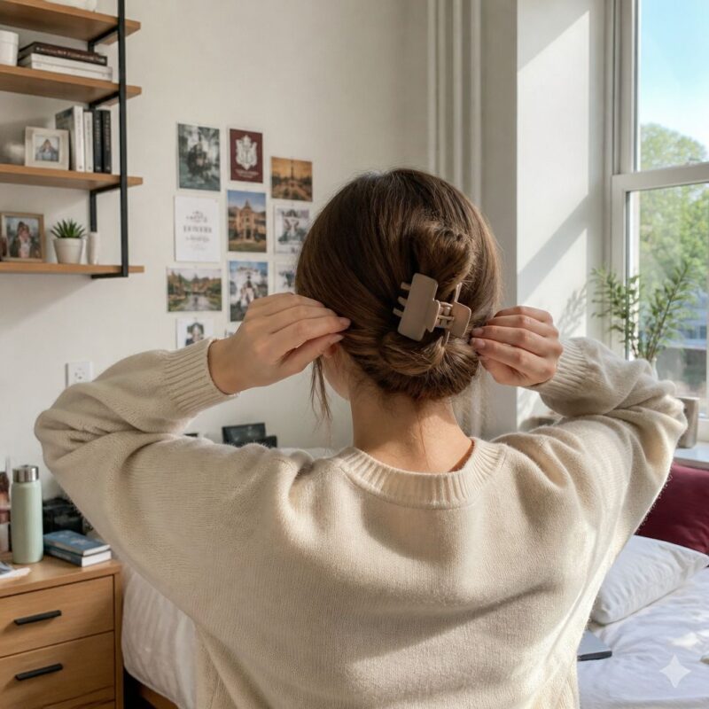 12 Creative Hairstyle Ideas for College Students 3 1. Best Claw-Clip Twist-Up