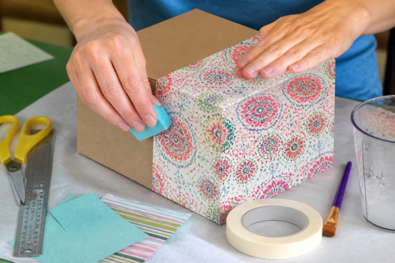 11 Brilliant Decoupage Craft Ideas for Every Home 4 3. Cardboard Box Organizers