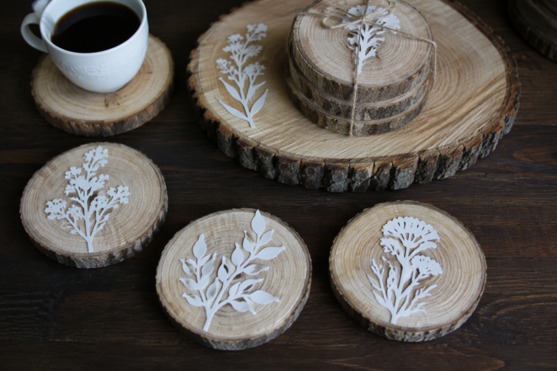 11 Brilliant Decoupage Craft Ideas for Every Home 6 6. Wood Slice Coasters