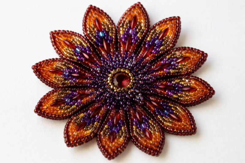 2. Beaded Flower Motif with Petal Assembly