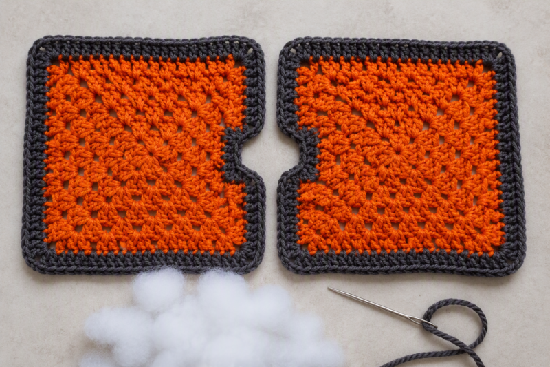 How to Make a Crochet Pumpkin Granny Square 6 Step 6: Stuff and Close the Pumpkin