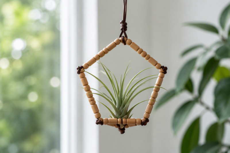 5. Geometric Wood Bead Wall Decor