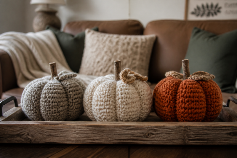 2. Hand-Crocheted Pumpkins