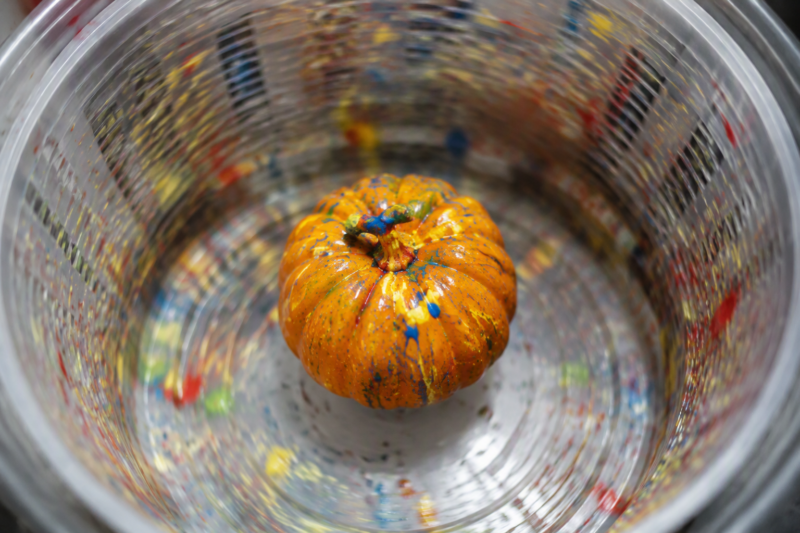 4. Stunning Spin-Painted Pumpkins