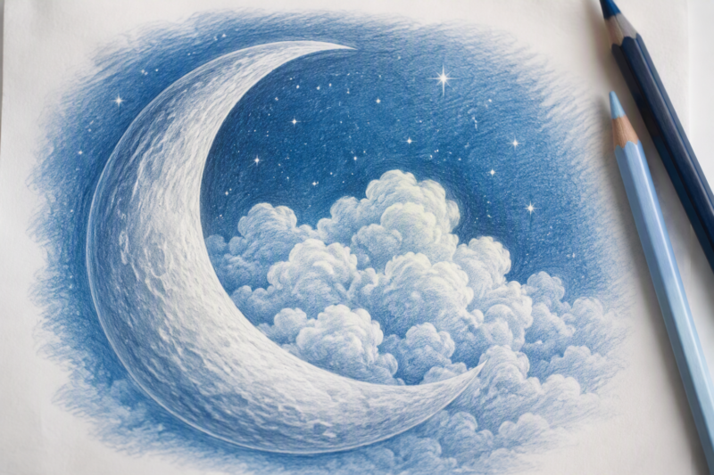 7. Crescent Moon With Clouds