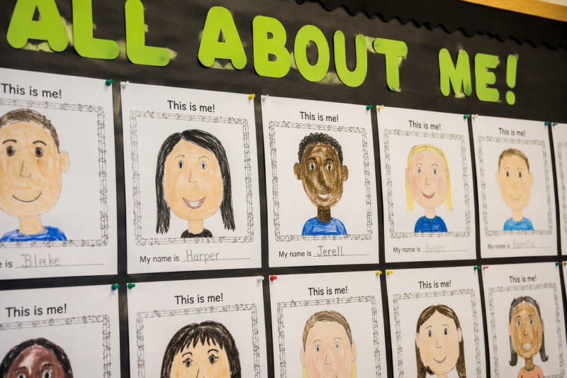 13 Creative Pin Board Ideas for Classroom Organization 3 1. All About Me Portrait Board