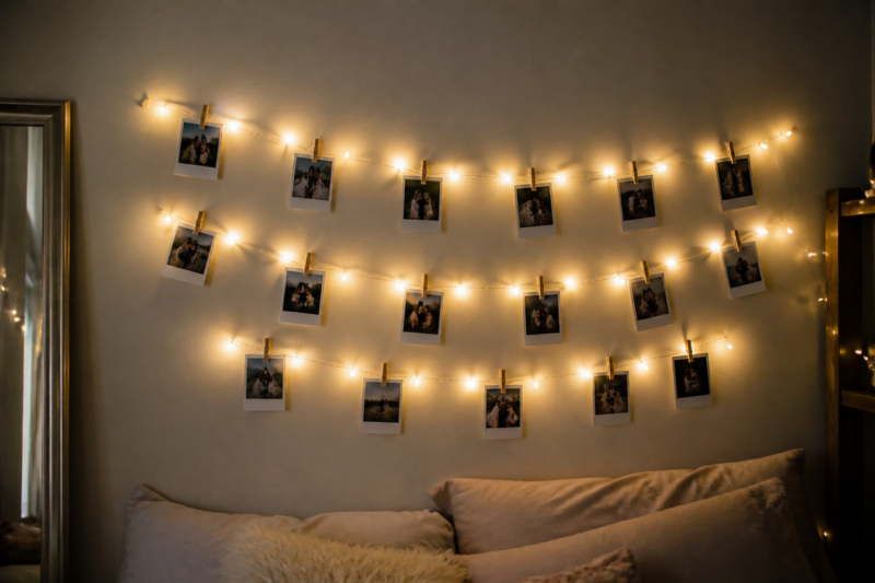 5. Beautiful Fairy-Light Photo Walls