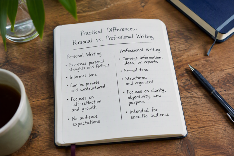 Practical Differences: Personal vs. Professional Writing