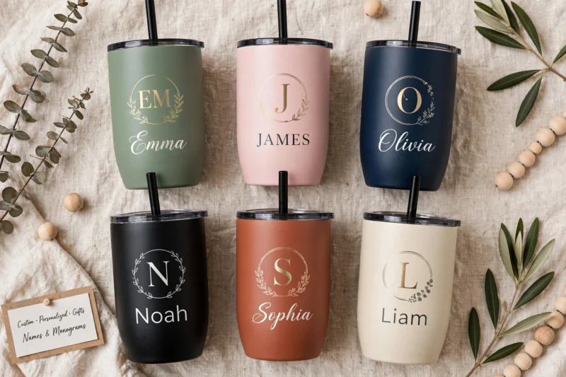 custom tumblers flatlay