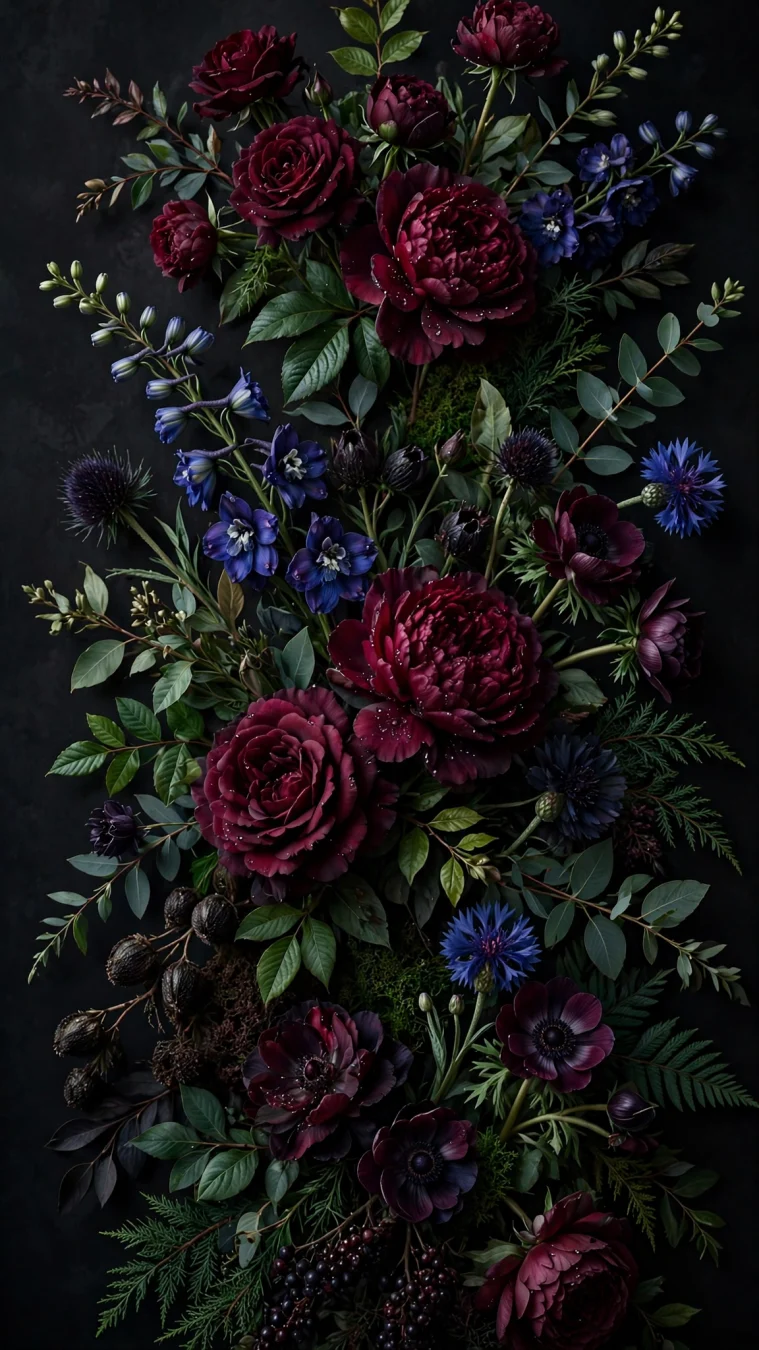 dark moody floral wallpaper
