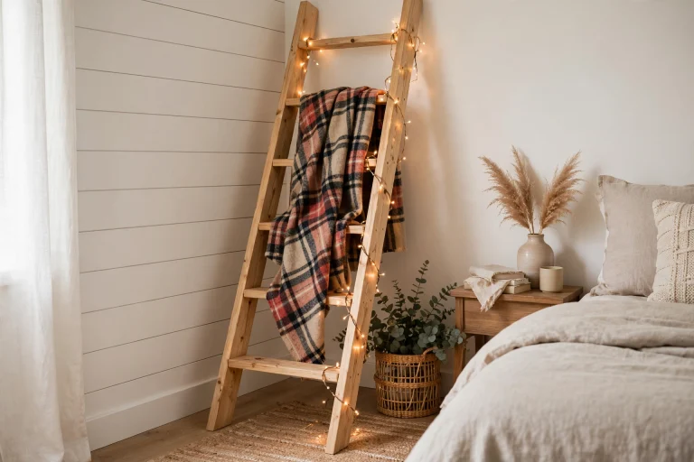 farmhouse blanket ladder