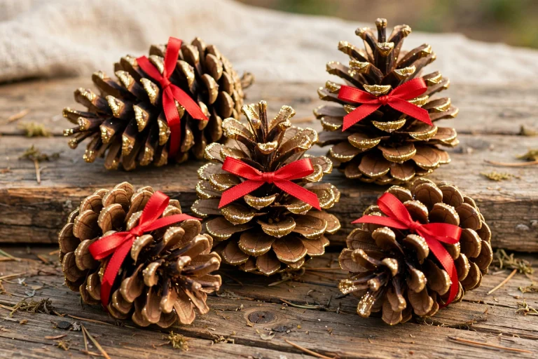 13 Easy Christmas Crafts To Make And Sell 1 five gold glitter pinecones