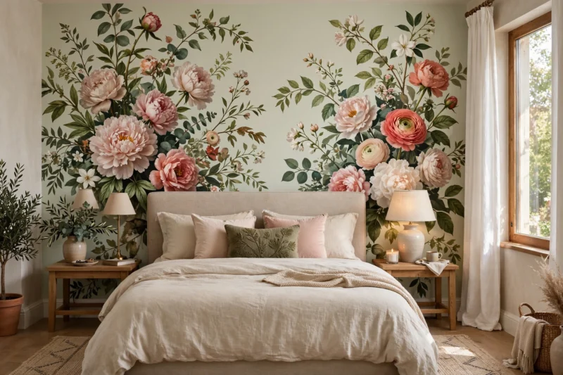 floral wallpaper bedroom
