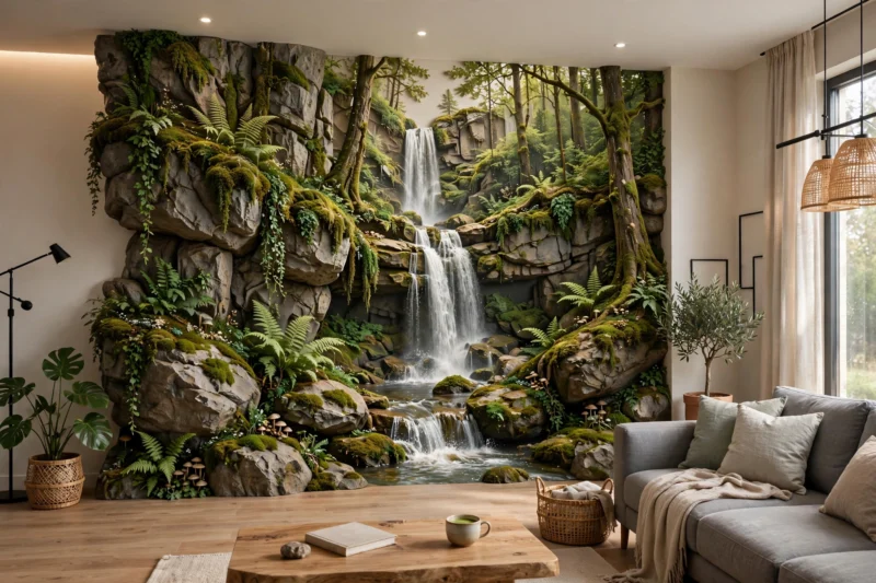 forest mural living room
