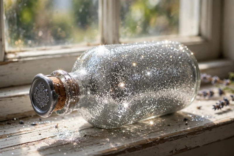 glitter bottle windowsill